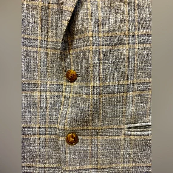 Michael Kors 38R Blue Plaid Men's Sport Coat Classic Fit Windowpane Blazer